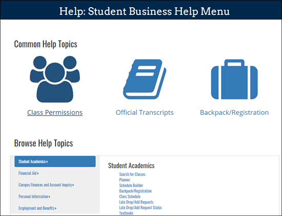 Student Business Help Page